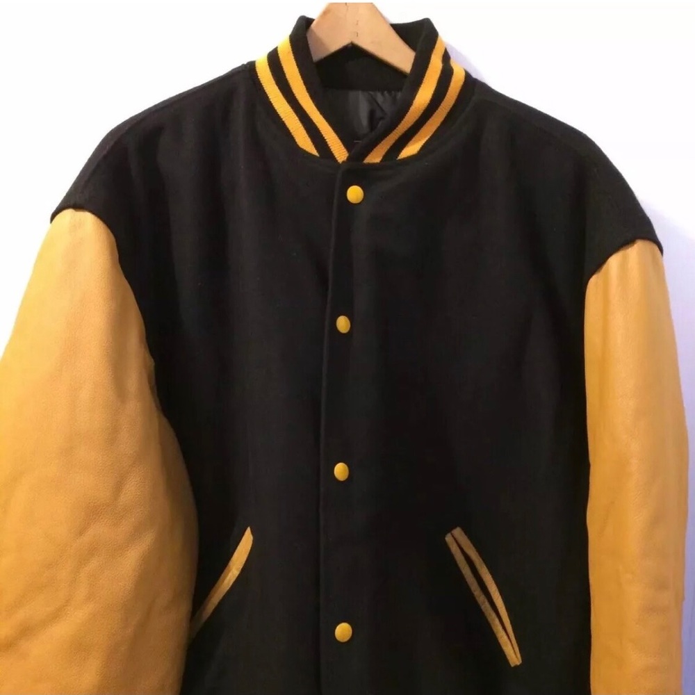 Holloway Men's 2XL Varsity Jacket Black Wool Gold